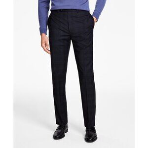 Calvin Klein Men's Slim-Fit Wool-Blend Stretch Suit Pants Black/Blue B4HP $190